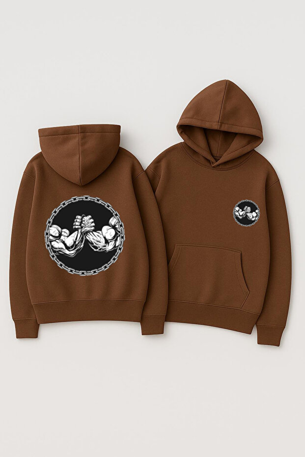 Unisex Hooded Oversized Printed Sweatshirt – Gym Arm Wrestling Muscular Arm