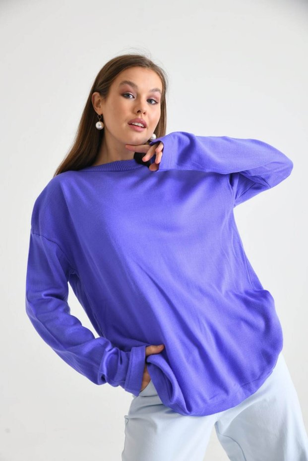Basic Oversized Crew Neck Knitwear Sweater Aw25Kz0113
