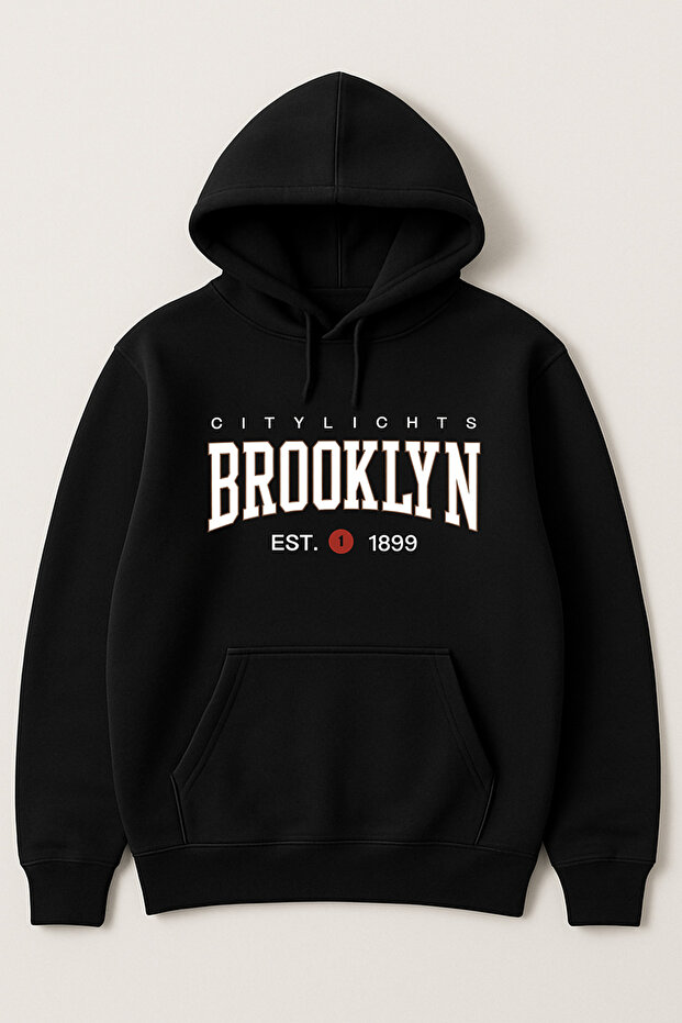 Hooded Kangaroo Pocket 3-Thread Cotton Front Printed Broklin Sweatshirt