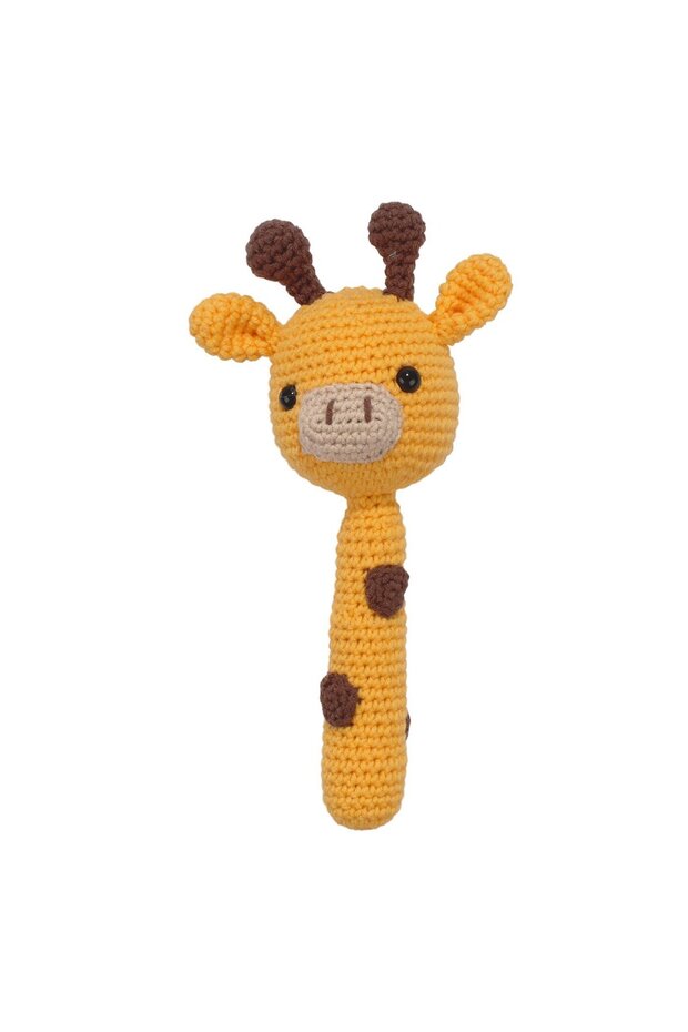 Amigurumi Cute Orange Coffee Giraffe Rattle Organic Toy