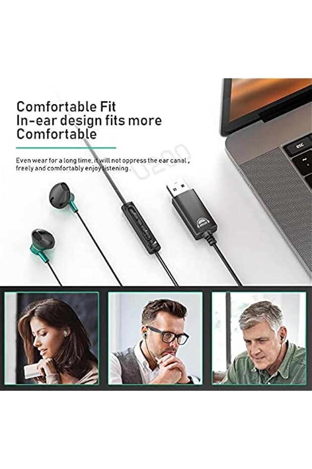 سماعة رأس OKCSC U200 USB مزودة بميكروفون للكمبيوتر - 3