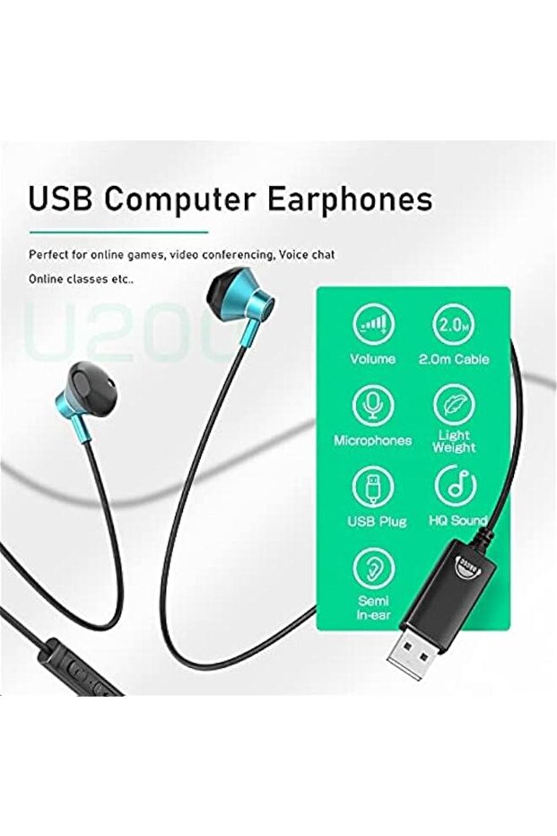 سماعة رأس OKCSC U200 USB مزودة بميكروفون للكمبيوتر - 2