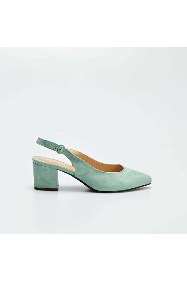 حذاء بكعب مفتوح من الأمام باللون الأخضر - 2