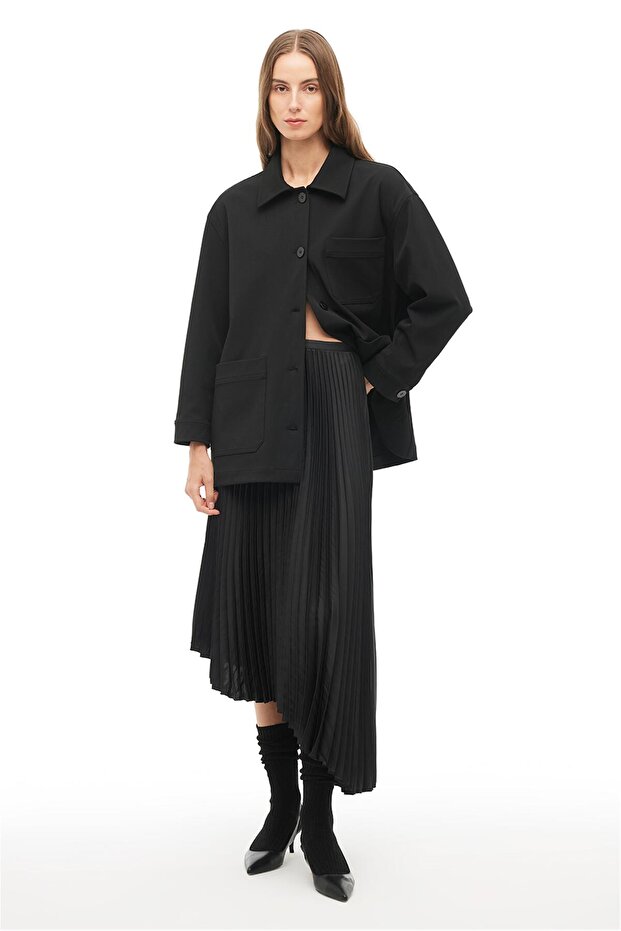 Siyah Klasik Yaka Ceket - 1