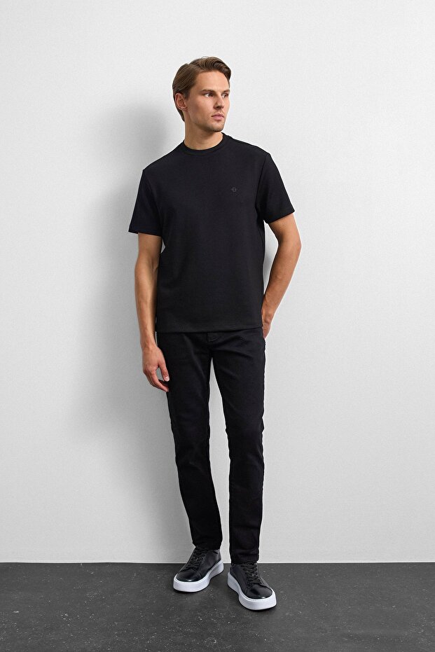 Siyah Regular Fit Basıc Tişört - 3