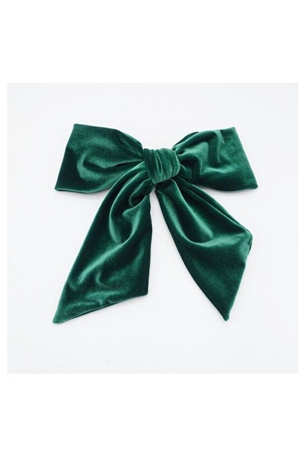 Christmas Green Velvet Bow Elastic Hair Clip