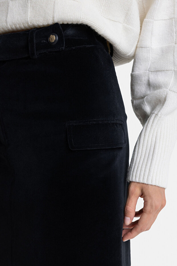 SİYAH KADİFE MİNİ ETEK - 7