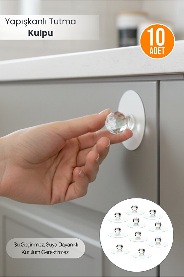 10 Pcs Adhesive Cabinet Drawer Lid Holding Handle Multi-Purpose Hanger Handle
