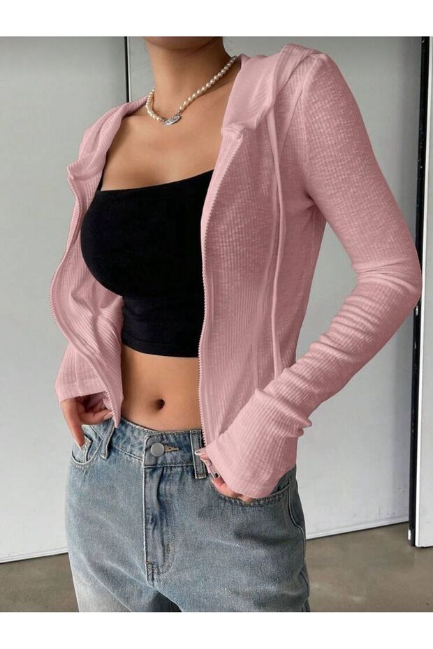 Rolly Basic Slim Fit Fermuarlı Bluz - 3