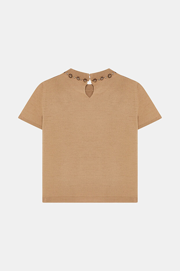 CAMEL TAŞ DETAYLI TRİKO - 2
