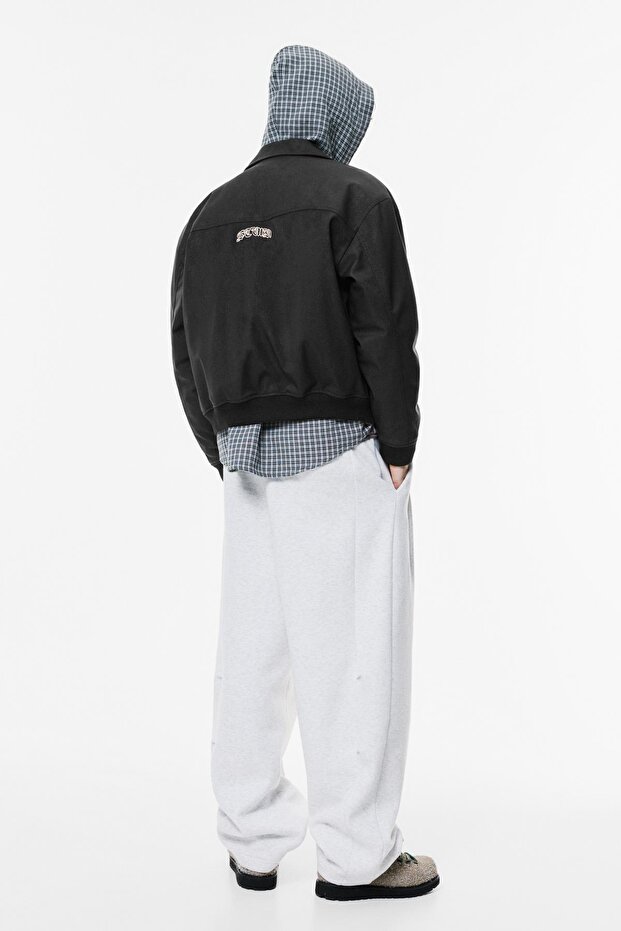 İşlemeli suni deri bomber ceket - 4