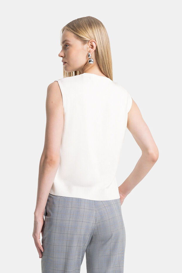 EKRU TRİKO YELEK - 7