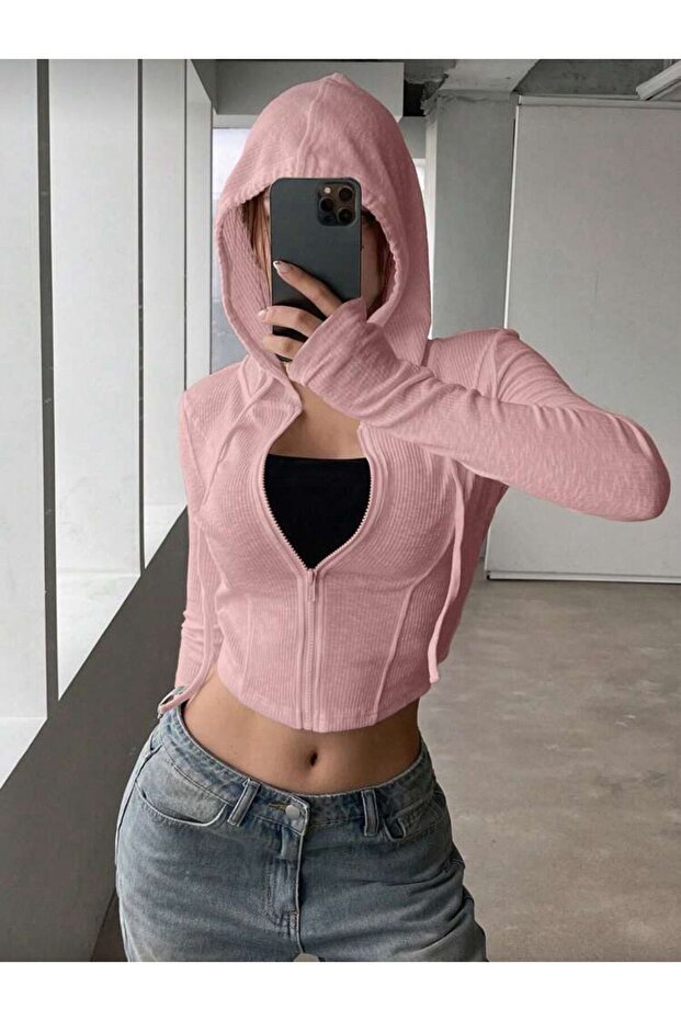 Rolly Basic Slim Fit Fermuarlı Bluz - 2