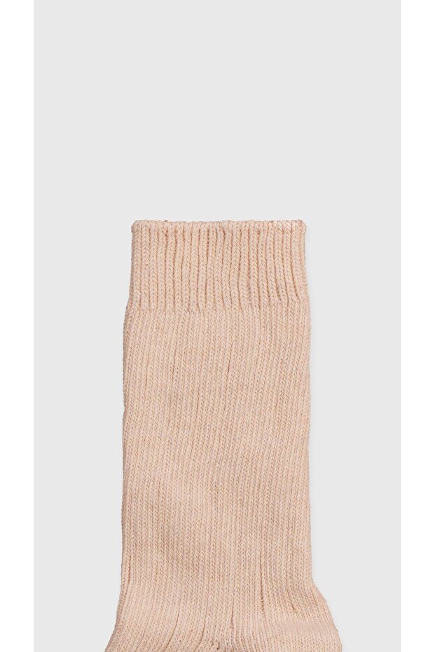 Fitilli Örme Kışlık Uzun Çorap - 2
