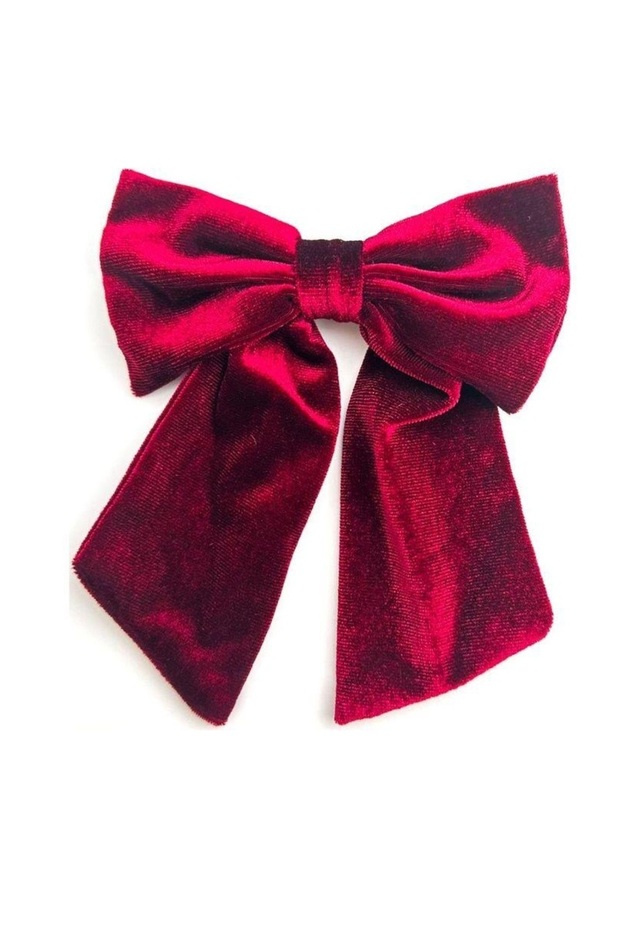 Women's Red Velvet Bow Elastic Hair Clip