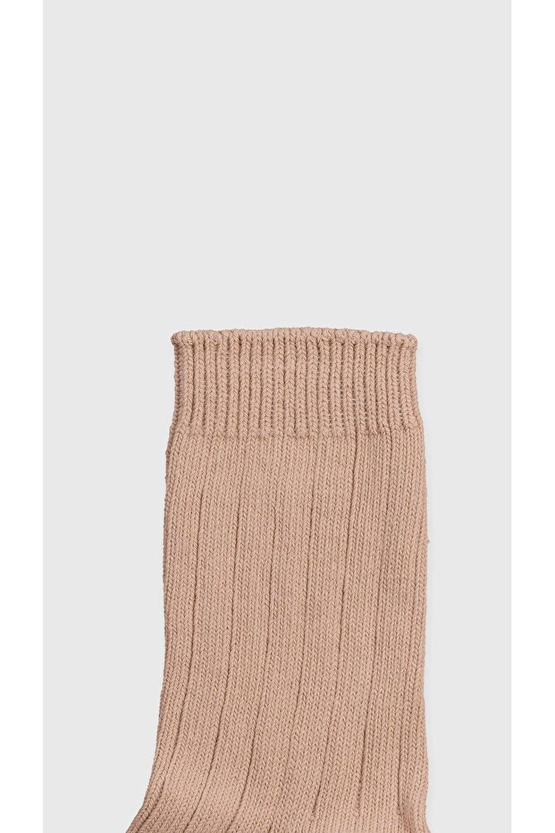 Fitilli Örme Kışlık Uzun Çorap - 2