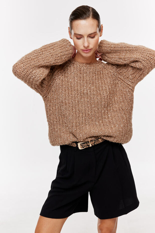 Kalın Örgülü Triko Kazak - 3