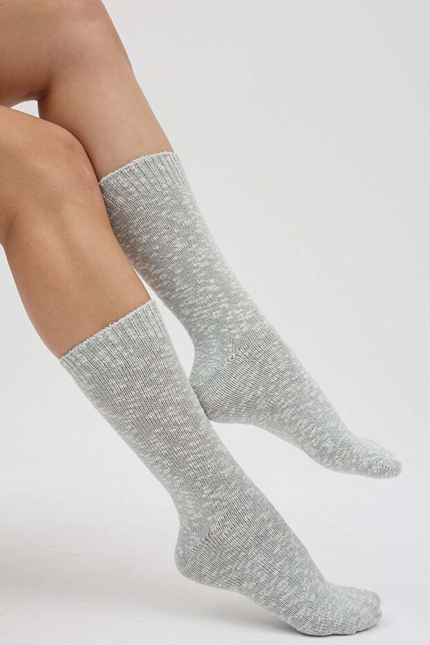 Melanjlı Kalın Kışlık Çorap - 4