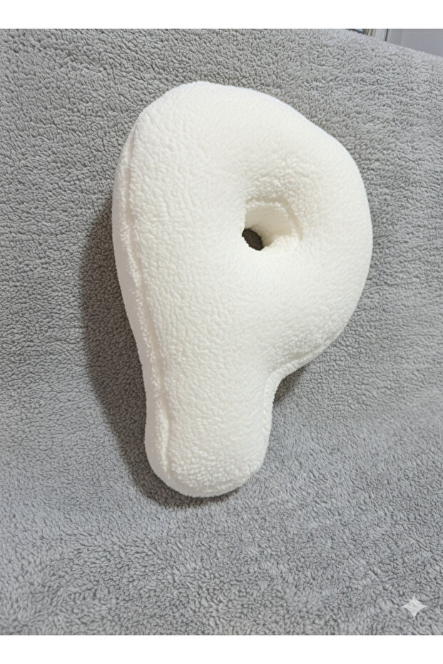 Plush P Letter Pillow, Decorative Throw Pillow, White Teddy, Large Size 50 cm