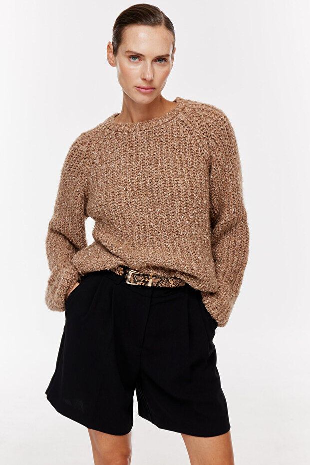 Kalın Örgülü Triko Kazak - 2