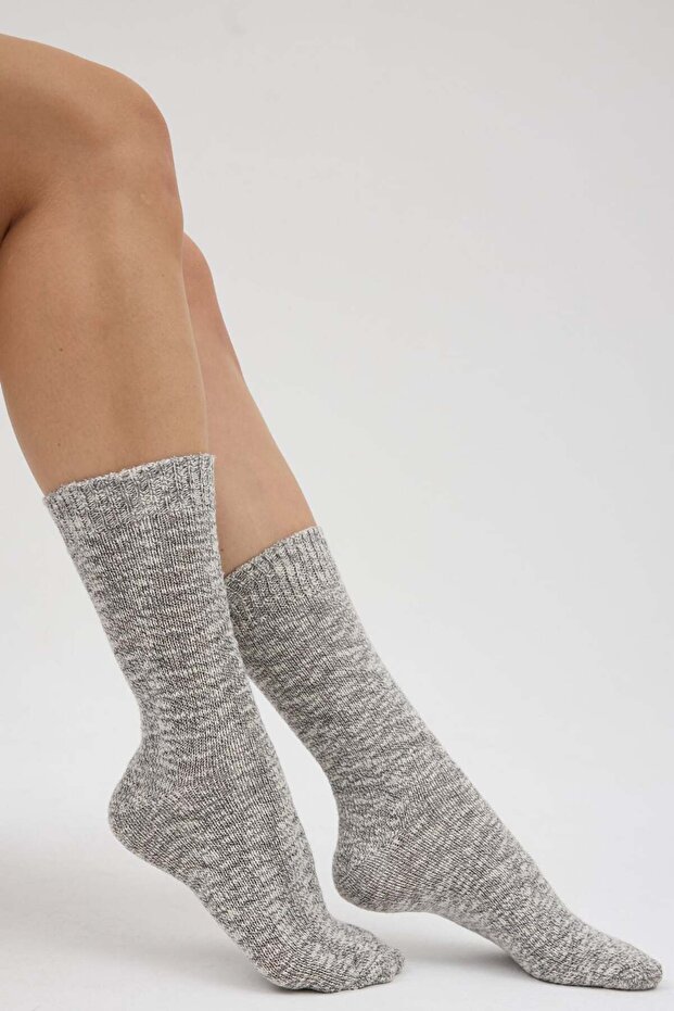 Melanjlı Kalın Kışlık Çorap - 4