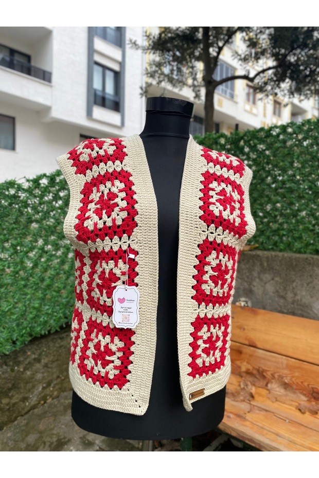 motifli örme yelek - 3