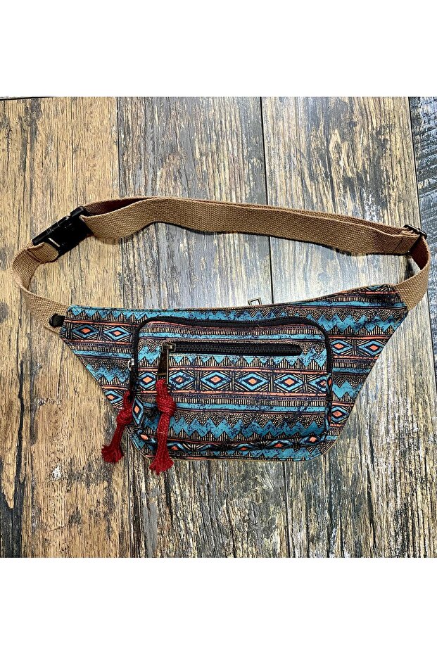 Retro Patterned Bohemian Ethnic Authentic Shoulder and Waist Bag for Daily Travel Use