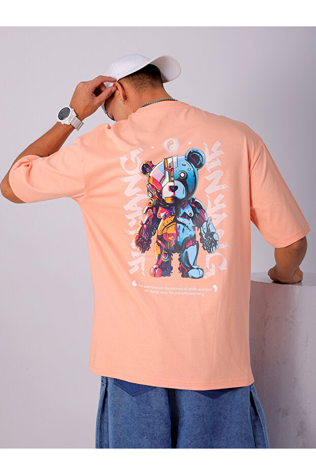 Peach Graphic Print Boxy T-Shirt