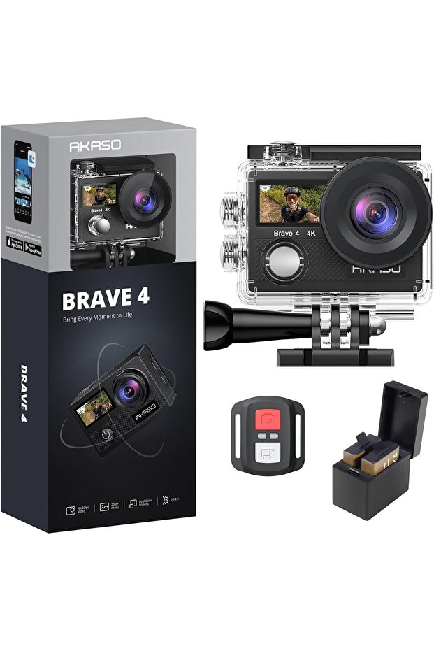 Brave 4 4K30fps 20MP WiFi Action Camera with EIS, 131ft Waterproof