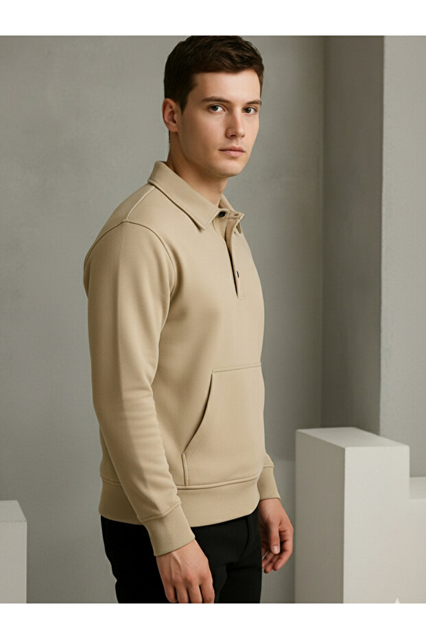 جاكيت PAUSE من النايلون الأزرق الداكن بياقة دائرية وقصّة عادية - 4