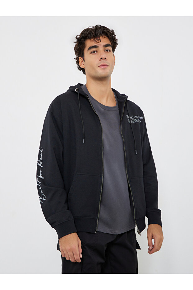 Eco Earth Relaxed Fit Printed Zip-Up Hoodie