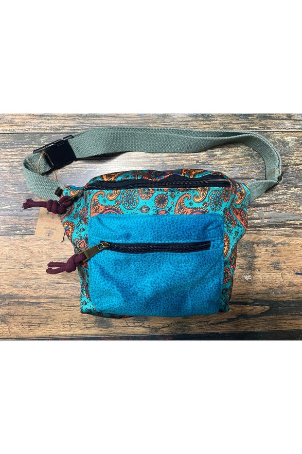 Rez Ethnic Authentic Bohemian Waist Bag Daily Travel Usable Large Volume Turquoise