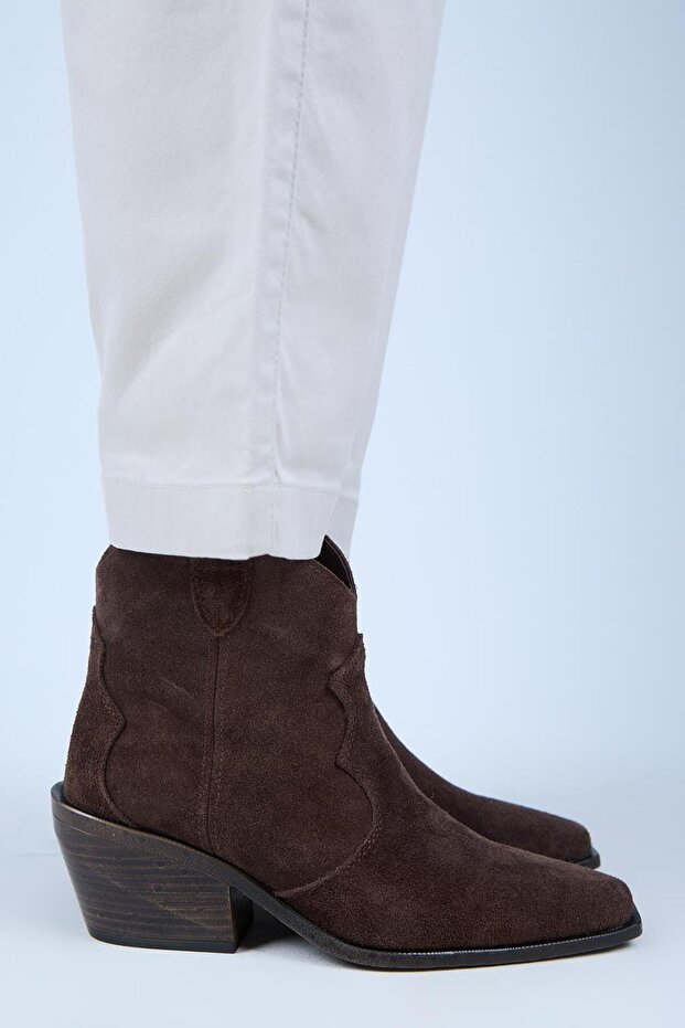 Liray Women's Genuine Leather Cowboy Brown Boots