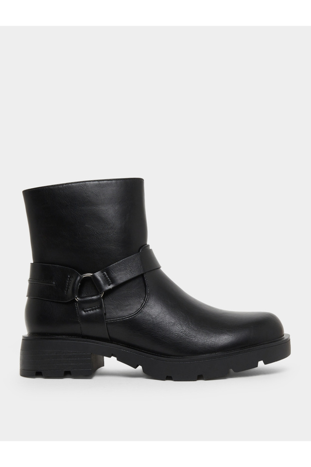 Black Buckle Ankle Boots