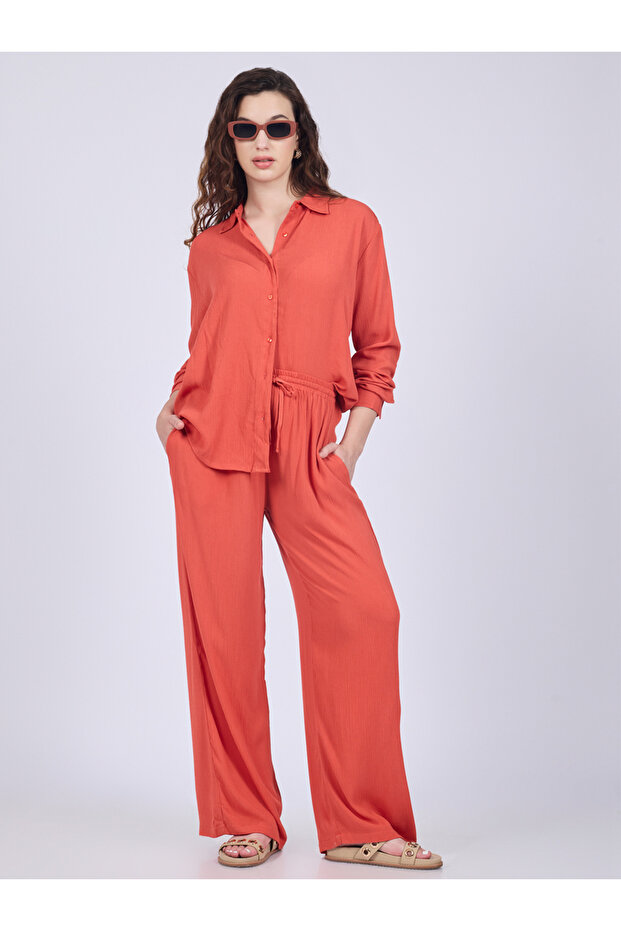 Orange Relaxed Fit Shirt and Pants Co-Ords