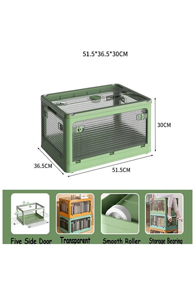 Versatile Foldable Transparent Storage Box for Books & Household Items 51.5 x 30 cm