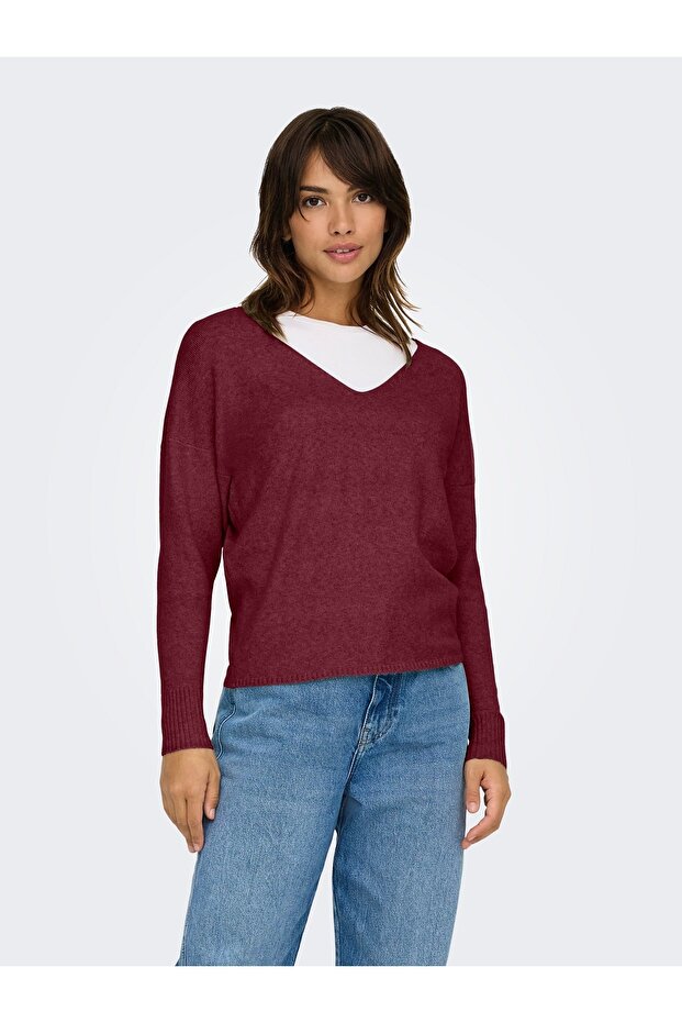 V Yaka Örme Kazak 15224360 - 5