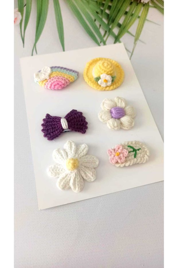 Colorful Mixed 6-Piece Clip Baby Buckle Without Sheet Handmade 100% Cotton Antiallergic Niche Accessory (0-3 Years Old)
