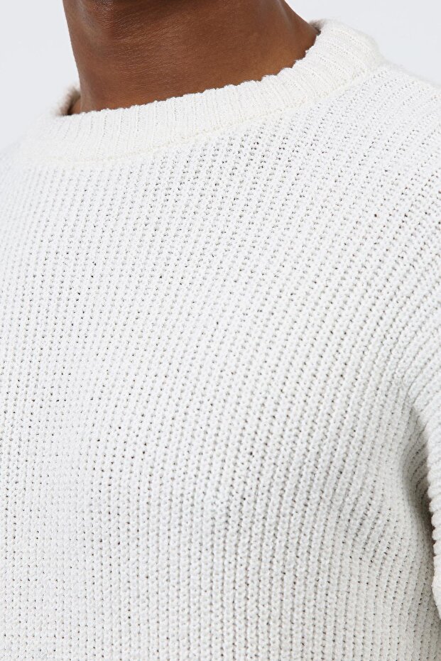 Ekru Örme Triko Erkek Kazak - 5