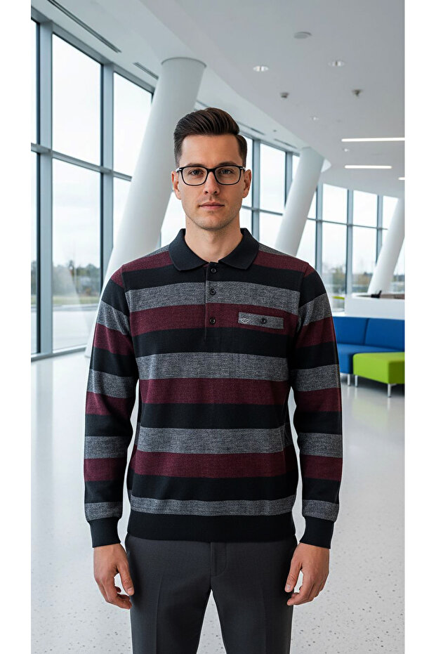 Çizgili selanik dokuma triko - 1