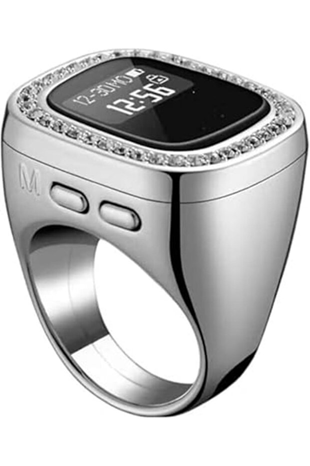 Zikr Counter No.502 Tasbih Smart Digital Ring with OLED Display (Silver, 20mm)