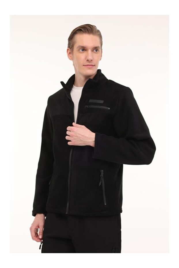Chad 7Sn163 4Pr Black Zippered Casual Fleece Coat Sports Jacket