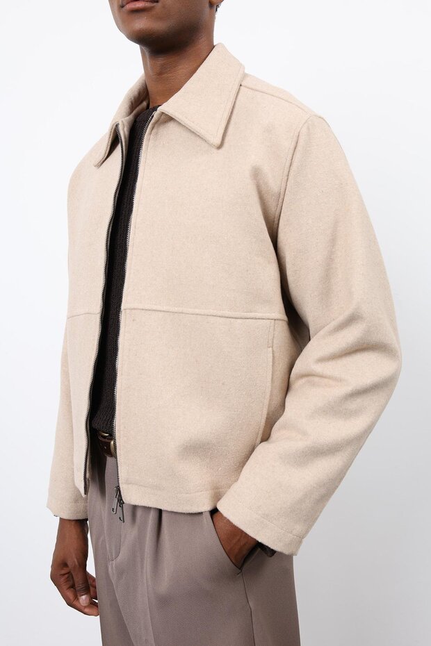 Bej Regular Fit Dokulu Erkek Mont - 6