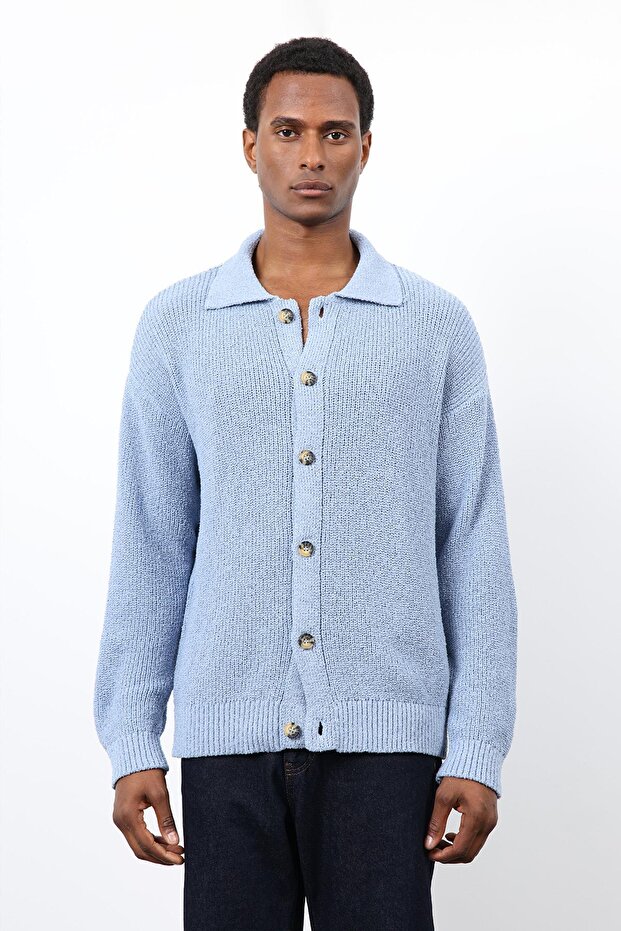 Bebe Mavi Örme Triko Erkek Hırka - 6