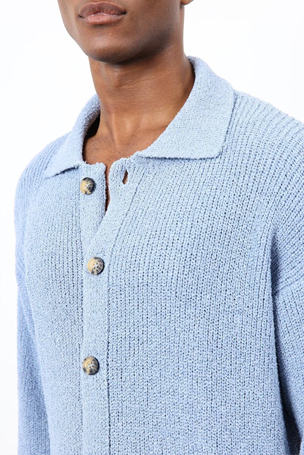 Bebe Mavi Örme Triko Erkek Hırka - 7