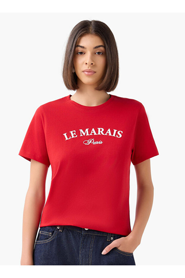 Regular Fit Cotton T-shirt with Typographic Print