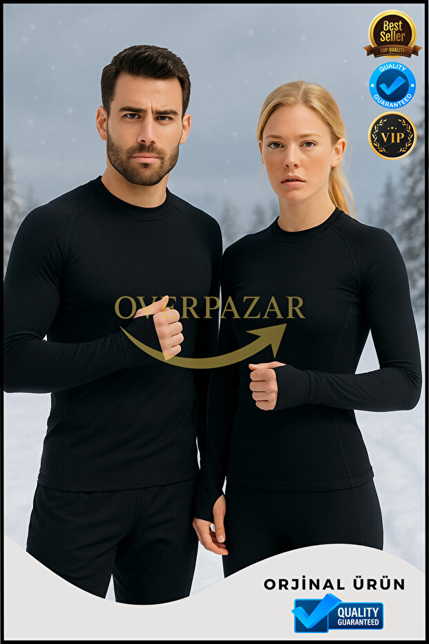 Unisex Adult Long Sleeve Thermal Underwear – Thumbhole Hand Insertion Detail | Keepwarm Protech