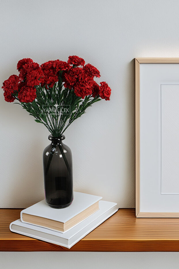 Artificial Flower 7-Piece Carnation Flower Bunch 40 cm Red