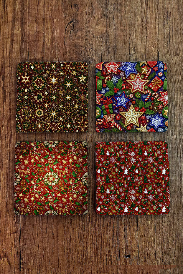 Natural Stone Coaster - Christmast New Year Printed 10X10Cm Ai Noel - Stone Coasters 535