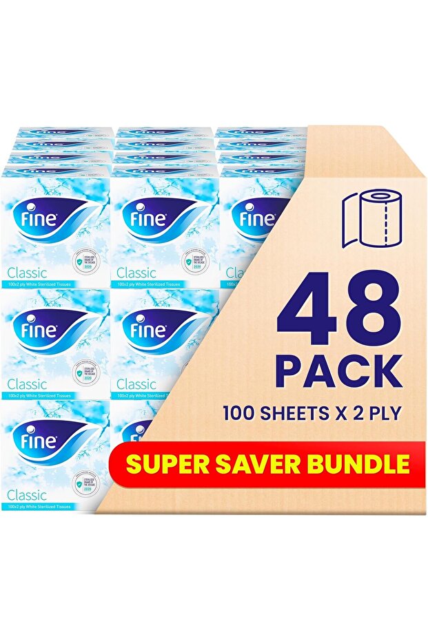 Cubic Facial Tissue box, 48 packs of 100 sheets x 2 Ply